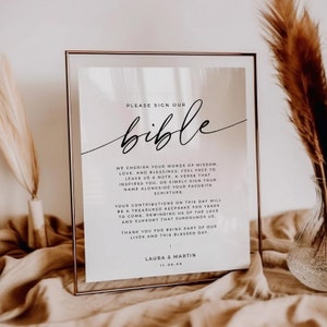 Sign Our Bible Sign, Printable Wedding Christian Guestbook, Minimal Bible Verse Sign, DIY Wedding Reception Signage 8x10 5x7 BAS01 画像 5