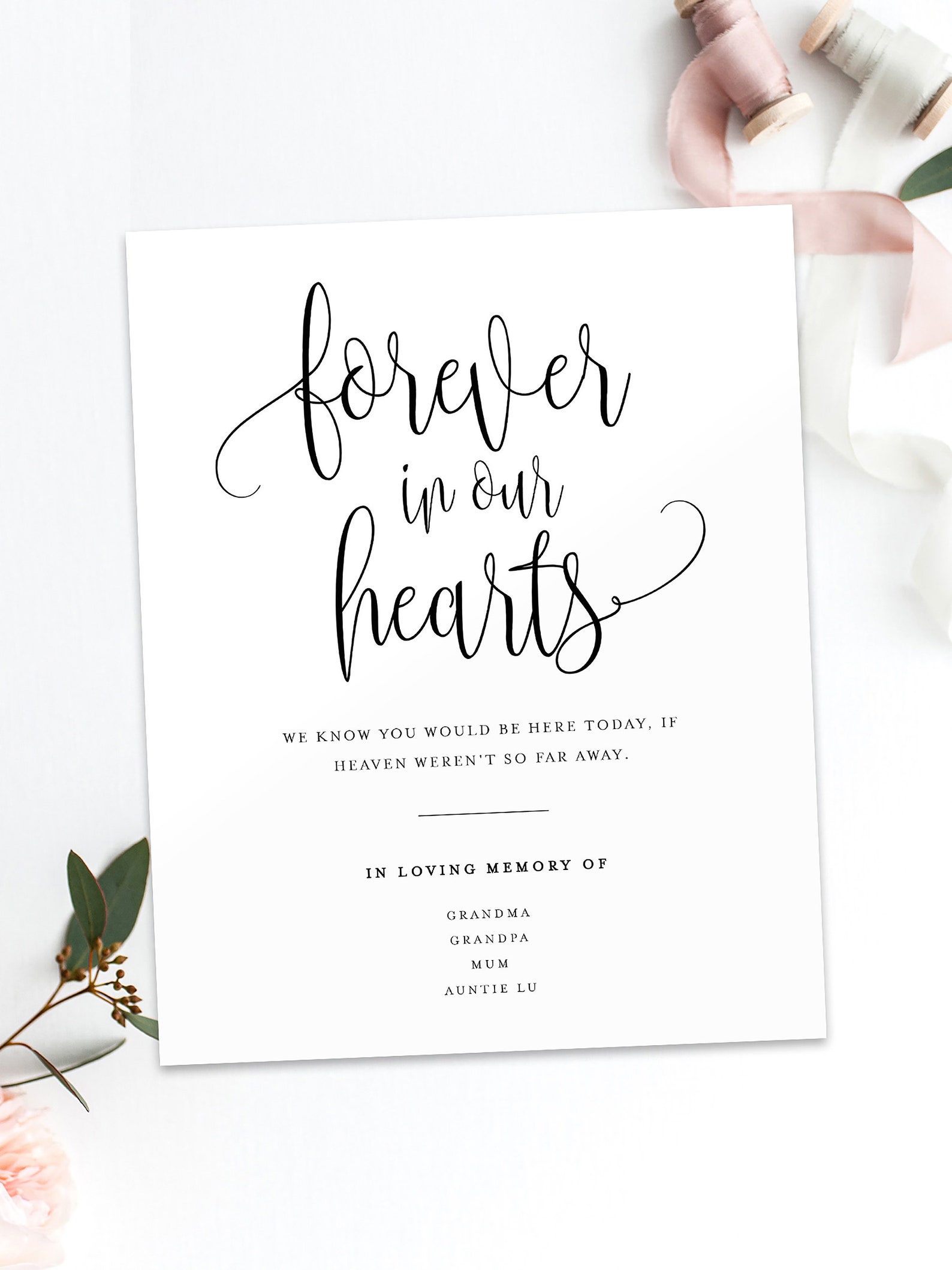 Forever in Our Hearts Sign INSTANT DOWNLOAD Printable - Etsy
