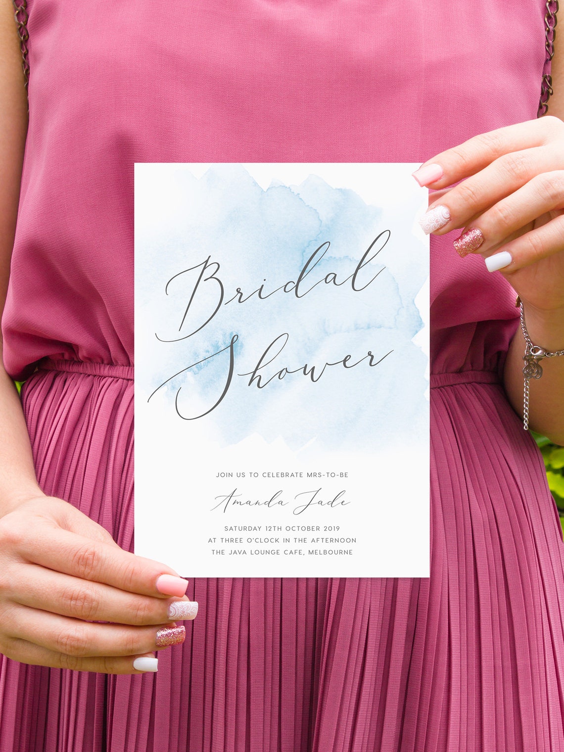 Dusty Blue Bridal Shower Invitation INSTANT DOWNLOAD Hens | Etsy
