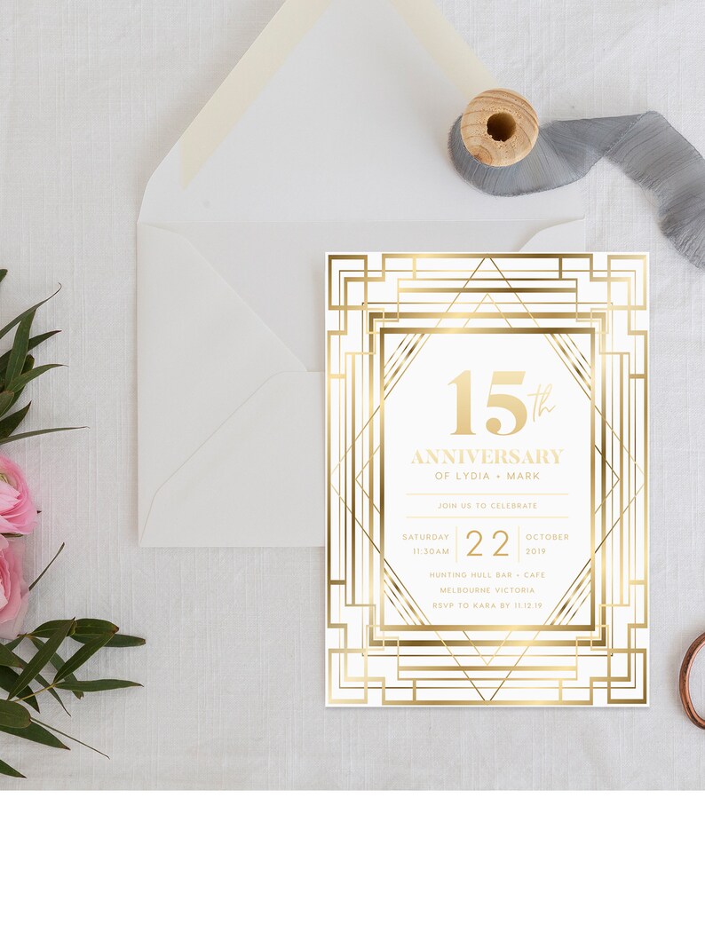 15th Anniversary Invitation INSTANT DOWNLOAD Golden Wedding Etsy