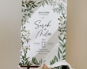 Wedding Welcome Sign, Editable Ceremony or Reception Sign, Greenery Wedding Signs, Large Botanical Wedding Sign - HLW05