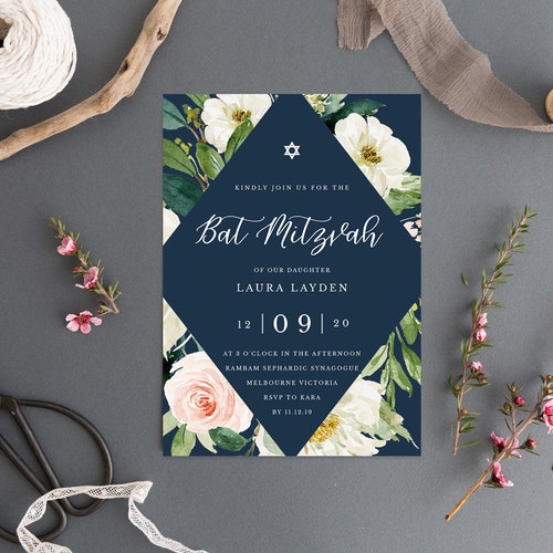 Bar Mitzvah Invitation INSTANT DOWNLOAD Printable Editable - Etsy
