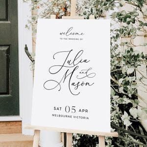 Wedding Welcome Sign Template, Welcome Poster, Modern Editable DIY Welcome Sign 18x24, 20x30, 24x36, Minimalist Wedding - BAS04