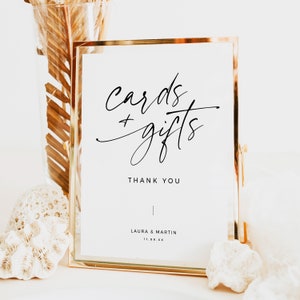 Plantilla de signo de tarjetas y regalos minimalistas Boho, signo de boda de mesa de regalos elegantes, descarga instantánea minimalista simple 8x10 5x7 - BAS01