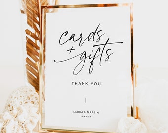 Boho Minimalist Cards And Gifts Sign Template, Elegant Gifts Table Wedding Sign, Simple Minimalist Instant Download 8x10 5x7 - BAS01