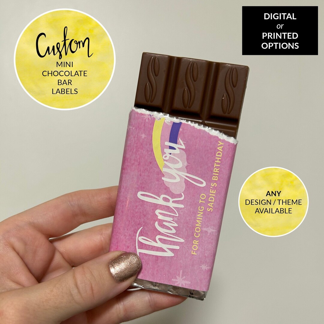 Custom Mini Chocolate Bar Labels, Chocolate Bar Wrappers, Chocolate Bar