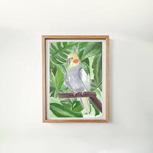 Cockatiel Painting, Cockatiel Print, Bird Art, Bird Painting, Bird Print, Printable Cockatiel, Digital File, Home Decor Print
