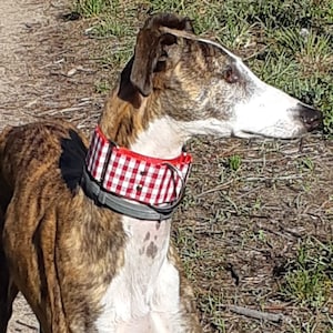 Martingale vichy cuadrados - collar de perro - elegante rojo blanco vichy - ajustable - hecho a mano por Urbandog