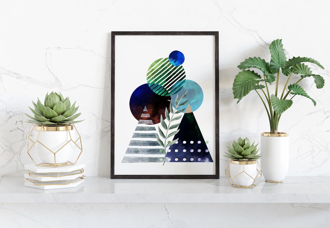 Set of 3 Green Wall Art Prints, Random Prints, Emerald Green Art, Green
