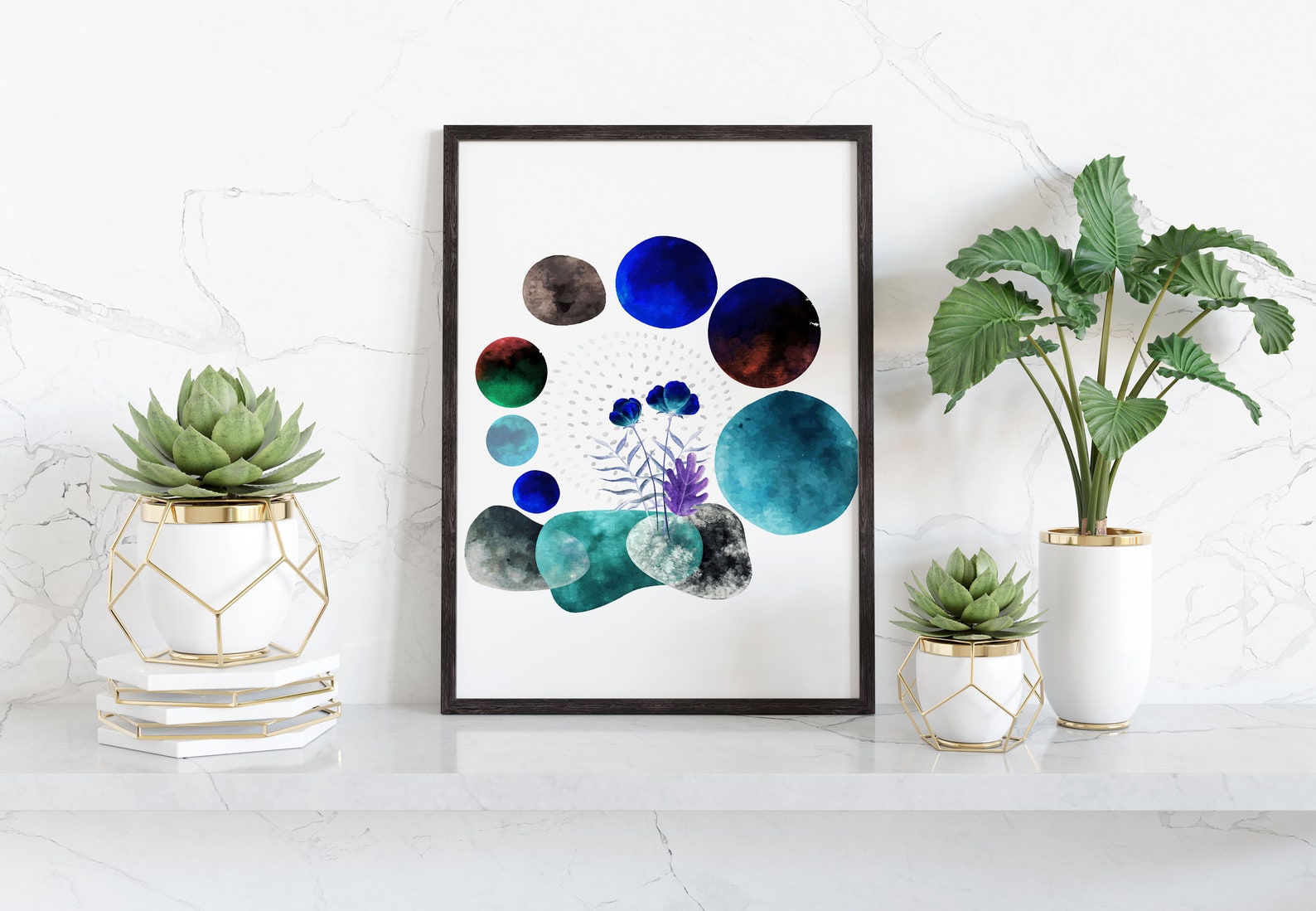 Set of 3 Green Wall Art Prints random Prints Emerald green