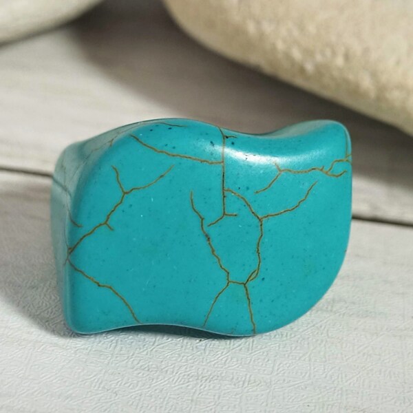 Grande bague turquoise, grande bague de déclaration howlite, grande bague en pierre volumineuse, bijoux turquoise