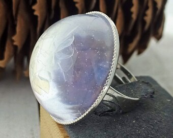 Dendritic Opal Cabochon Gemstone Sterling Silver Statement Ring Natural Stone Opal Gemstone Ring Unique Gift for Wife LynnsGemCreations