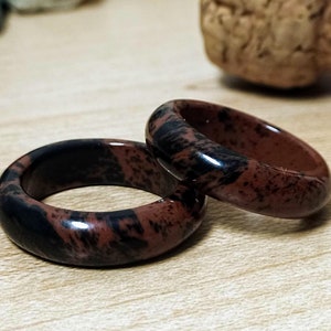 Mahogany Obsidian ring | Obsidian ring band| Black wedding band | Natural stone ring | Obsidian stone band