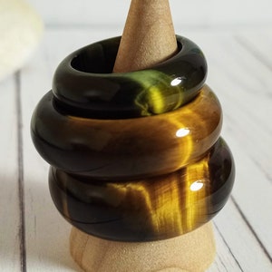 Tigers Eye ring | Tigers Eye ring for men | Men&#39;s Tigers Eye ring | Wide stone band | Iron stone band