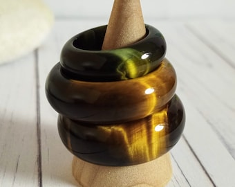 Tigers Eye ring | Tigers Eye ring for men | Men&#39;s Tigers Eye ring | Wide stone band | Iron stone band