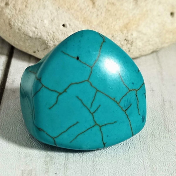 Large oversized chunky stone ring, large turquoise ring, modern cocktail statement ring