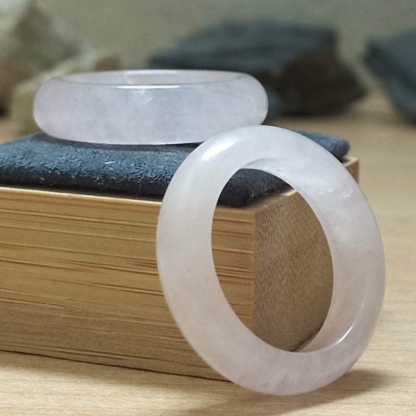 Handmade Rose Quartz Band Ring: Delicate Crystal Gemstone, 5mm