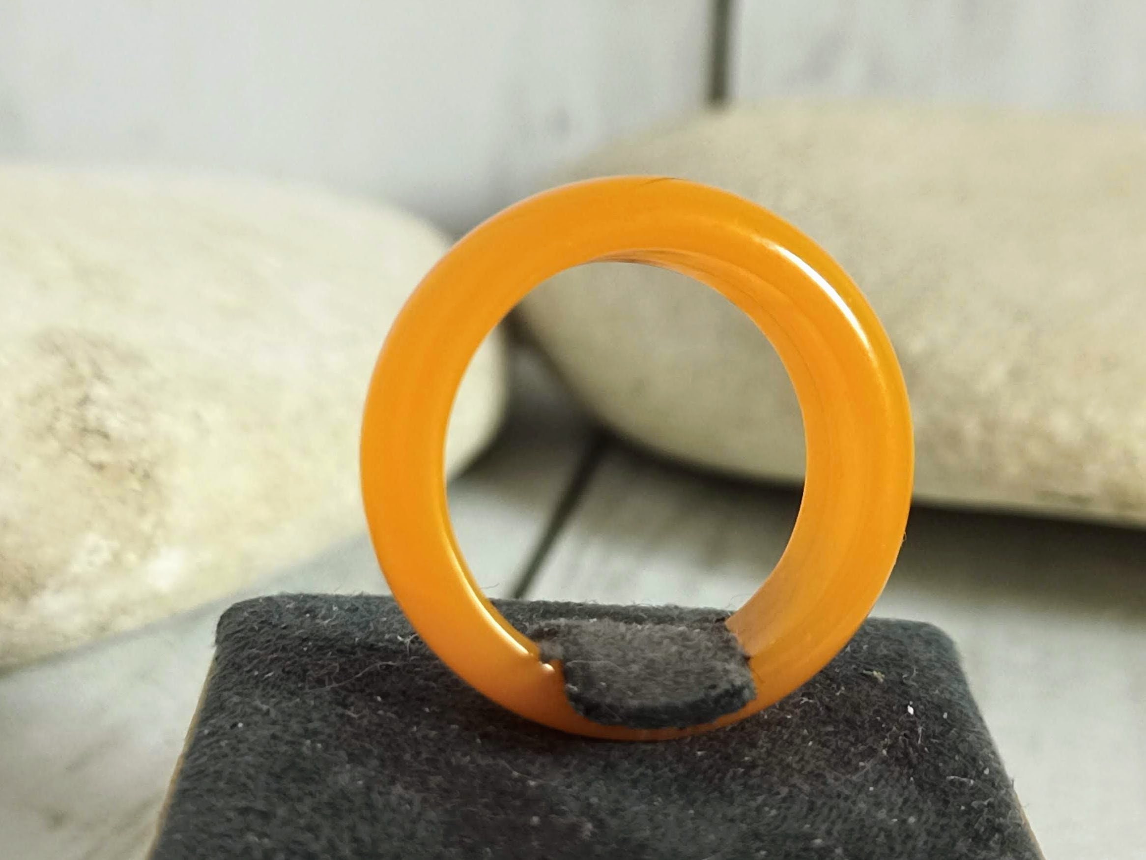 Orange Chinese Jade ring. Jade stone band ring | Etsy