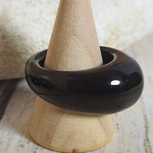 Black Onyx ring, large black gemstone Dome ring , Gothic ring, Large black stone ring