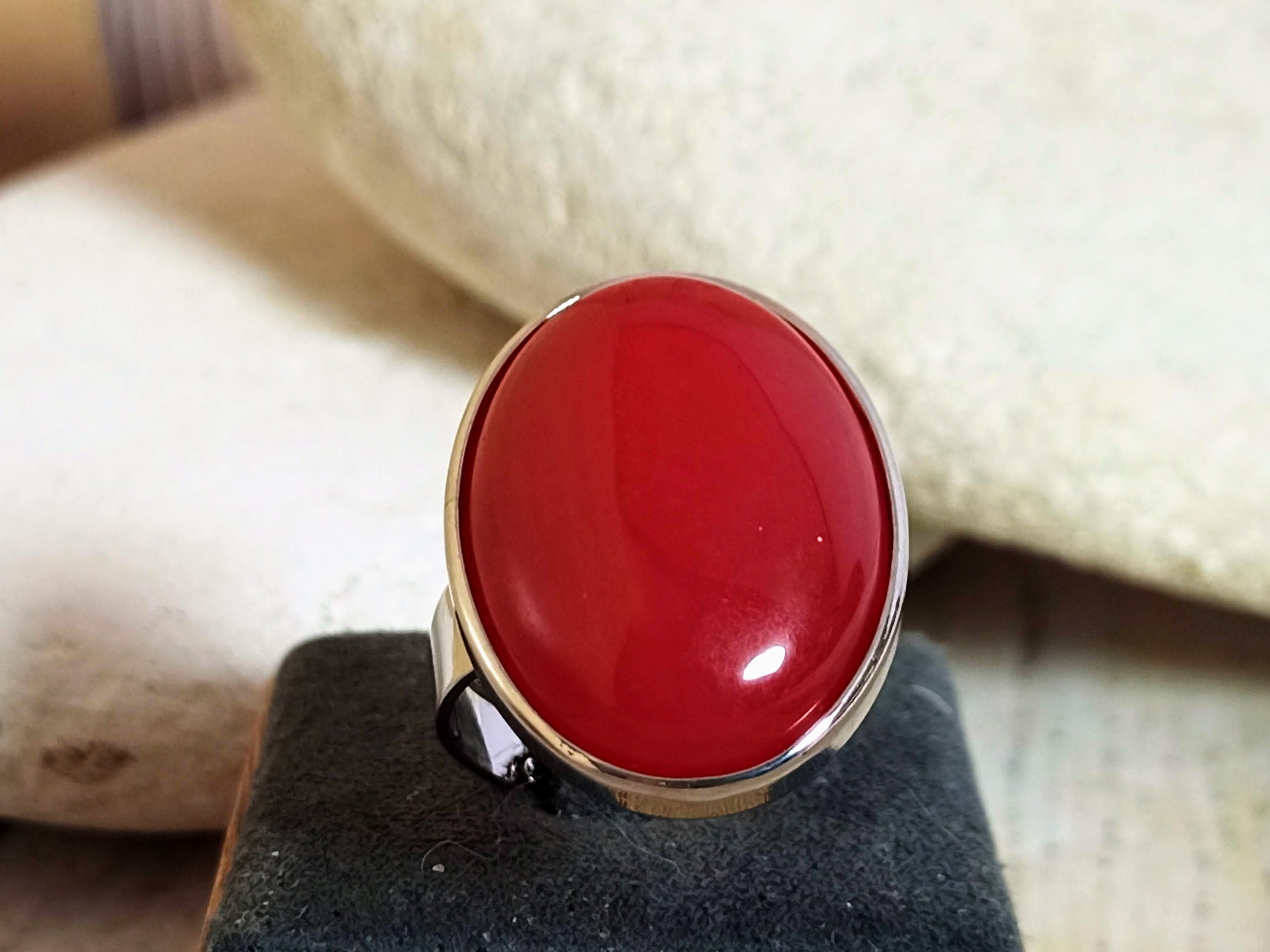 Red Jade ring Jade red stone ring Natural stone ring Etsy