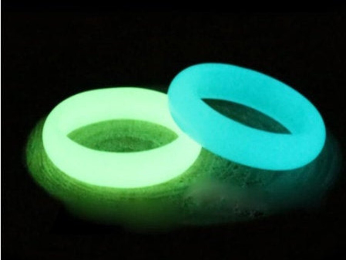 Glow in the dark ring Glow ring White stone band ring Etsy