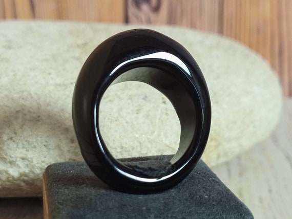 Obsidian Ring Black Onyx Ring Dome Ring 