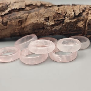 Handmade Rose Quartz Band Ring: Delicate Crystal Friendship Ring