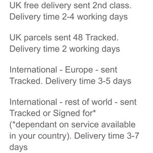 Pode incluir: Tempos de entrega para encomendas do Reino Unido e internacionais. A entrega gratuita no Reino Unido leva de 2 a 4 dias &uacute;teis. A entrega com rastreamento no Reino Unido leva 2 dias &uacute;teis. A entrega com rastreamento internacional para a Europa leva de 3 a 5 dias. A entrega com rastreamento internacional para o resto do mundo leva de 3 a 7 dias. Os tempos de entrega n&atilde;o s&atilde;o garantidos e dependem do servi&ccedil;o postal no pa&iacute;s de destino.