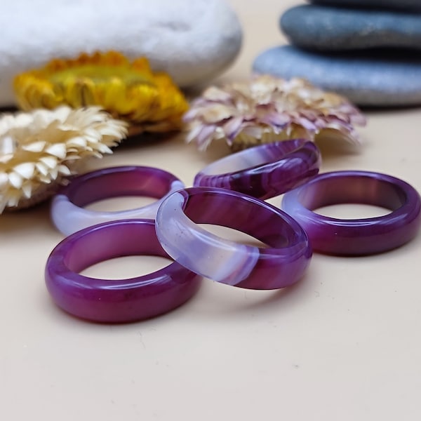 Purple Agate band ring Stone band ring Gemstone band Crystal band Friendship ring Stacking ring Purple ring