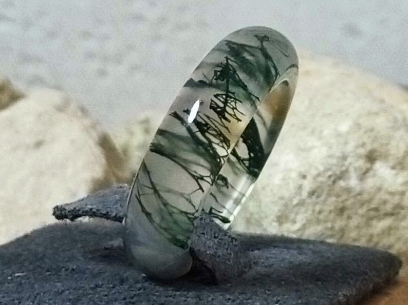 Dendritic Moss Agate Ring Moss Agate Band Ring Water Plant | Etsy UK