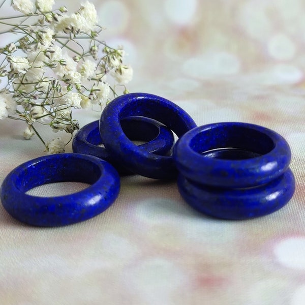 Lapis Lazuli ring, Lapis band ring, stone ring band, blue stone ring, slim blue ring