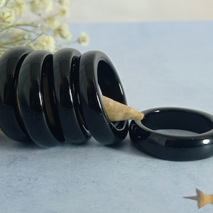 Black Onyx Gothic Wedding Band: Unisex Promise Ring