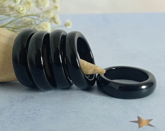 Black Onyx ring,  Black gothic wedding band, Couples promise ring, gemstone ring
