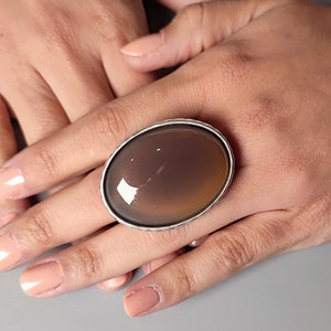 One size adjustable big Quartz stone cocktail ring, gemstone statement ring