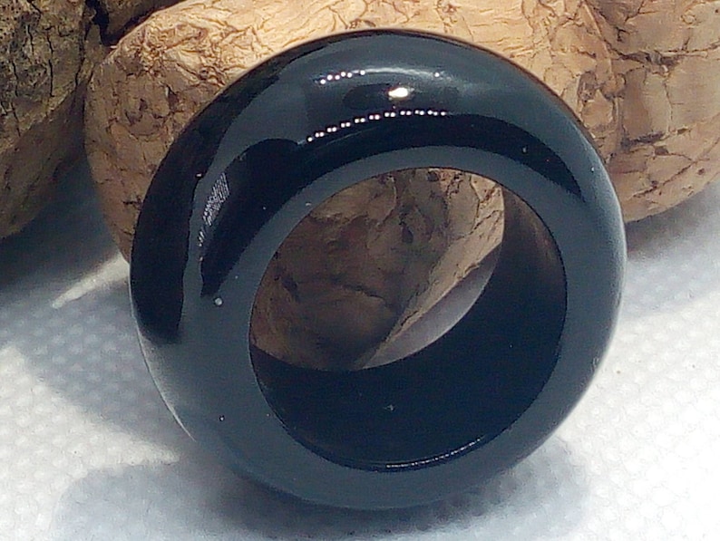 Black Onyx ring band Gothic wedding ring Black wedding band Chunky black stone band ring Black Onyx ring