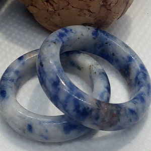Sodalite Ring: Natural Blue & White Stone Band