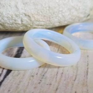 Moonstone Opalite ring,  May June Gemini birthstone ring, Opalite wedding engagement band ring