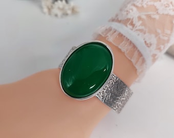 Cuff bracelet MALAYSIA JADE bangle bracelet, green jade silver open cuff bracelet, silver bangle, wide silver cuff bracelet
