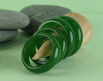 Green Jade ring | Hetian Jade band ring | Green Chinese Jade ring band | stone band ring