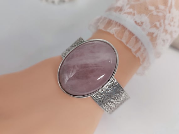 Sterling Silver Rose Quartz Cuff Bracelet Sterling Silver Rose Quartz Cuff Bracelet