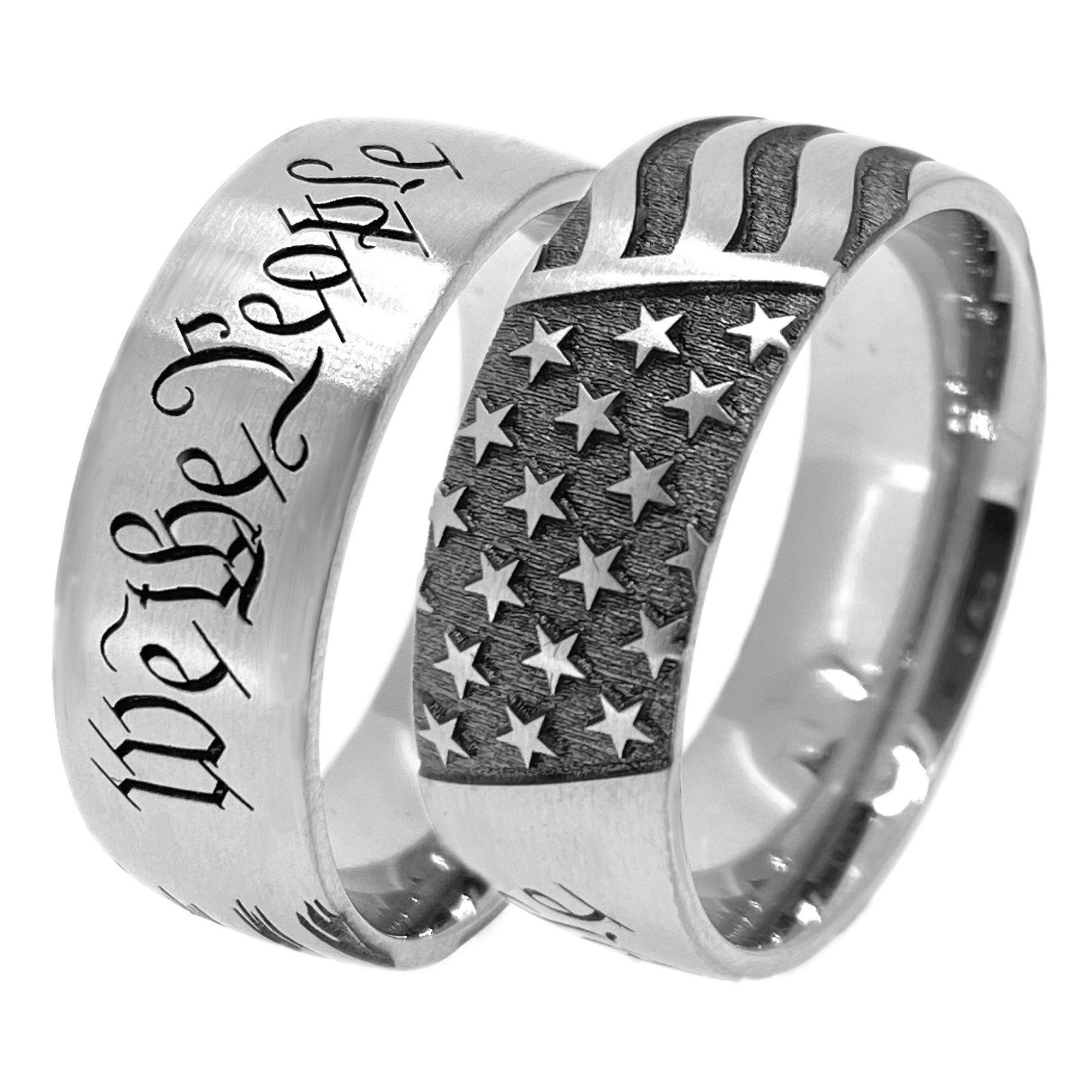 Titanium Ring Engraved US Flag / We the People | Etsy