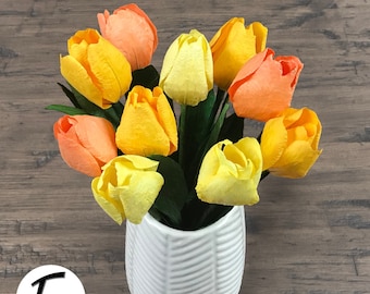 DIY Paper Flower Kit:  Tulip Bouquet（3 Colors）| Set of 10 Flowers | Gift For Loved One | Home Decor | Kid Friendly Craft Kit