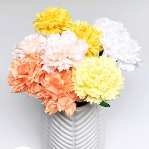 DIY Paper Flower Kit:  Carnation Bouquet（5 Colors）| Set of 10 Flowers | Gift For Loved One | Home Decor | Kid Friendly Craft Kit