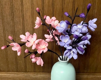 Kit de flores de papel DIY: Flor de cerezo / Juego de 4 ramas / Regalo para un ser querido / Decoración del hogar / Kit de manualidades para niños