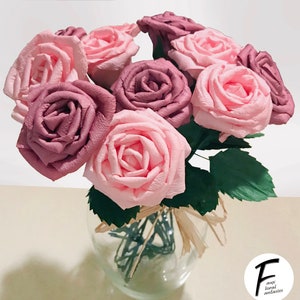 DIY Paper Flower Kit: 3&quot; Rose Bouquet | Set of 6 Flowers | Gift For Loved One | Home Decor | Kid Friendly Craft Kit
