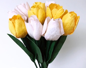 DIY Paper Flower Kit:  Tulip Bouquet（2 Colors）| Set of 10 Flowers | Gift For Loved One | Home Decor | Kid Friendly Craft Kit