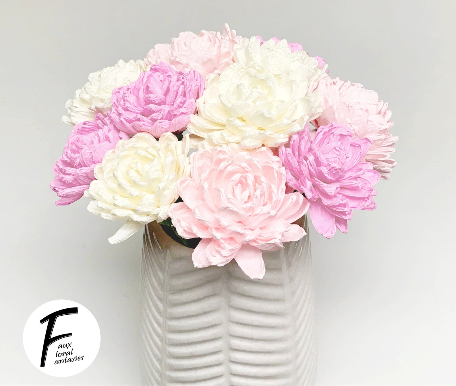 DIY Paper Flower Kit 3 Mum Bouquet Set of 12 flowers Etsy