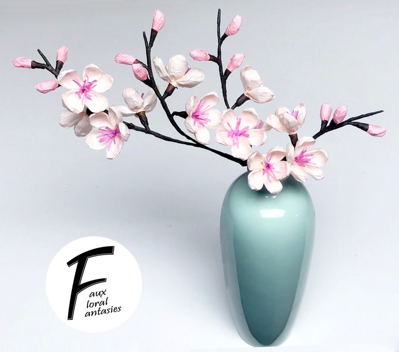 DIY Paper Flower Kit: Cherry Blossom | Set of 1 Branch | Gift For Loved One | Home Decor | Kid Friendly Craft Kit image 1