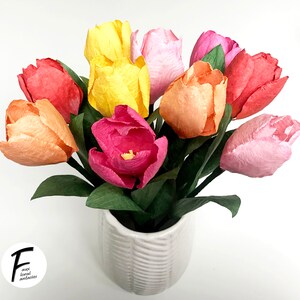 DIY Paper Flower Kit: Tulip Bouquet（5 Colors）| Set of 10 Flowers | Gift For Loved One | Home Decor | Kid Friendly Craft Kit image 3