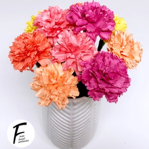DIY Paper Flower Kit: Carnation Bouquet（5 Colors）| Set of 10 Flowers | Gift For Loved One | Home Decor | Kid Friendly Craft Kit image 4